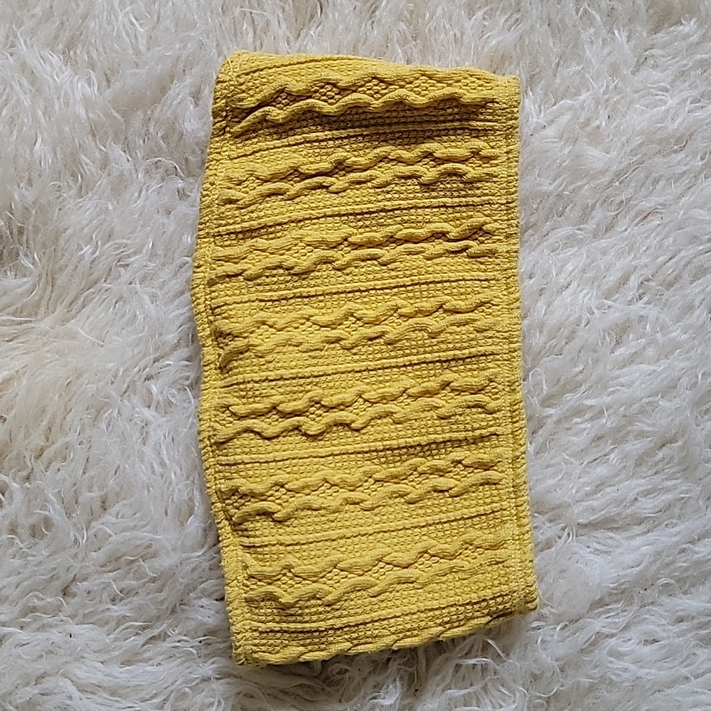 Kaylee Kollection Cable Knit Tube Top Cropped Bandeau Mustard Honeycomb Yellow